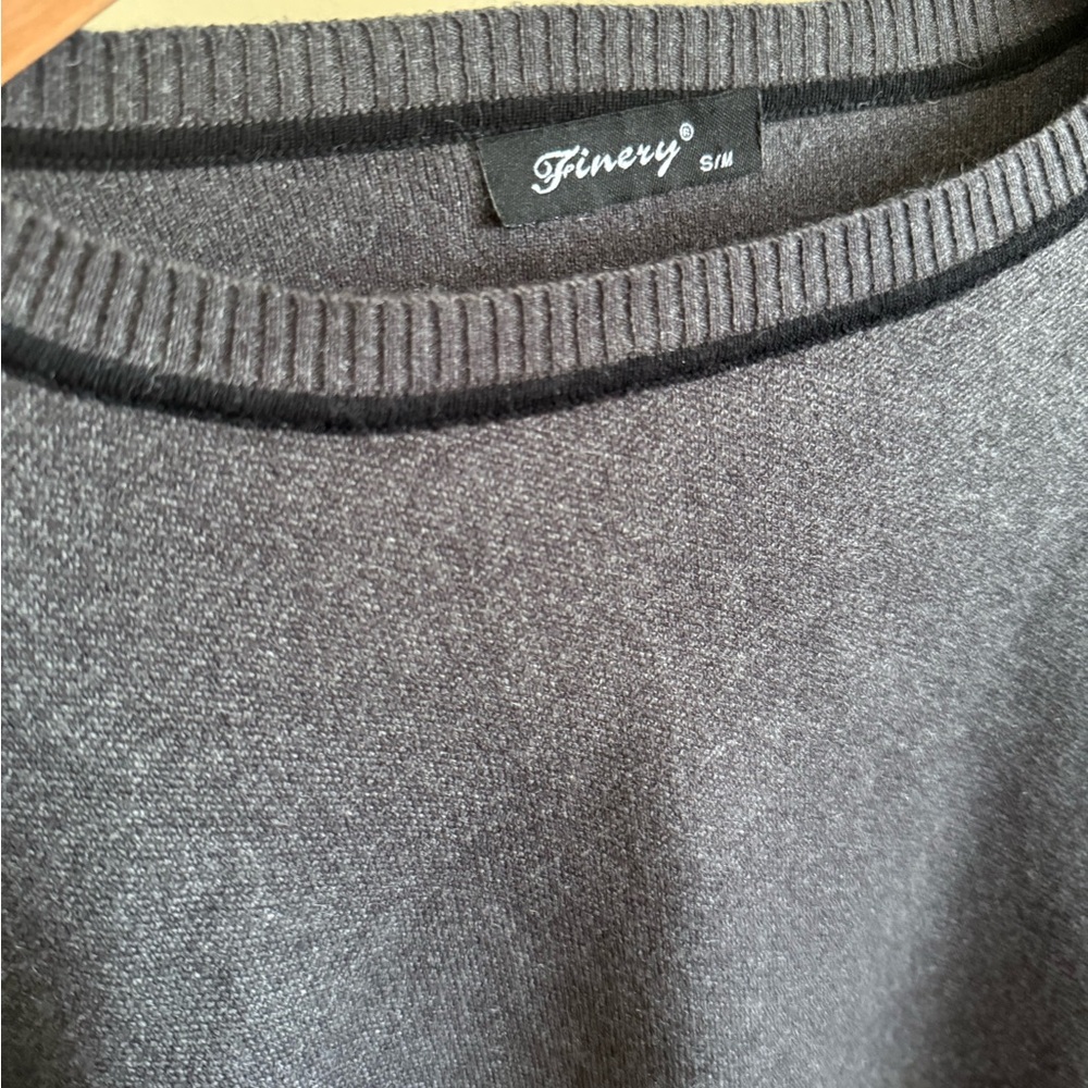 Finery London Charcoal Gray Sweater Womens Crewneck Knit Minimal S M - Picture 2 of 6